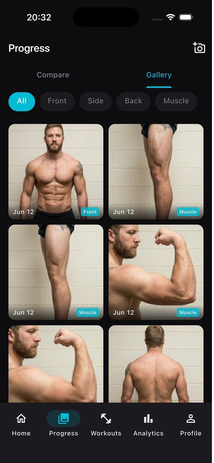 MuscleTrack analytics screen