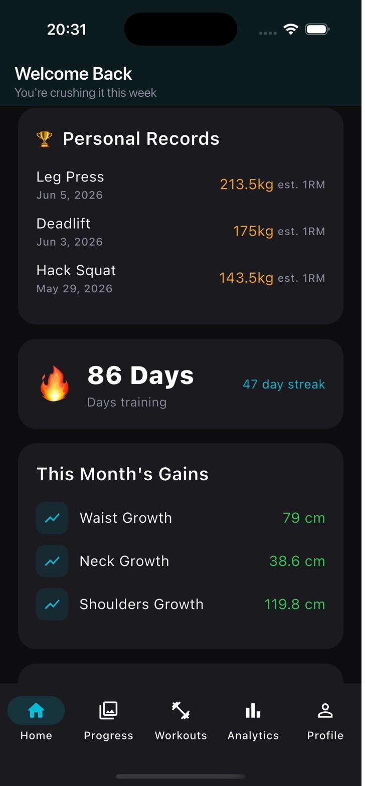 MuscleTrack photo gallery screen